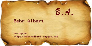 Behr Albert névjegykártya